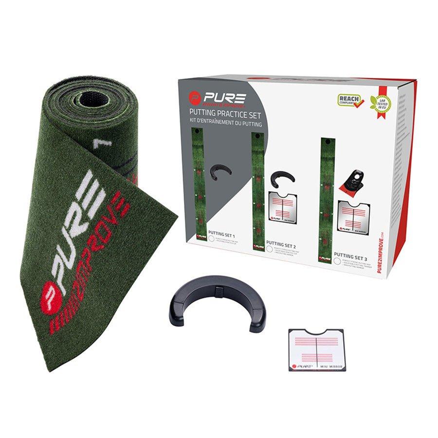Pure2Improve Perfect Stroke Golf Putting Mat - Putting Cup & Mini Putting Mirror