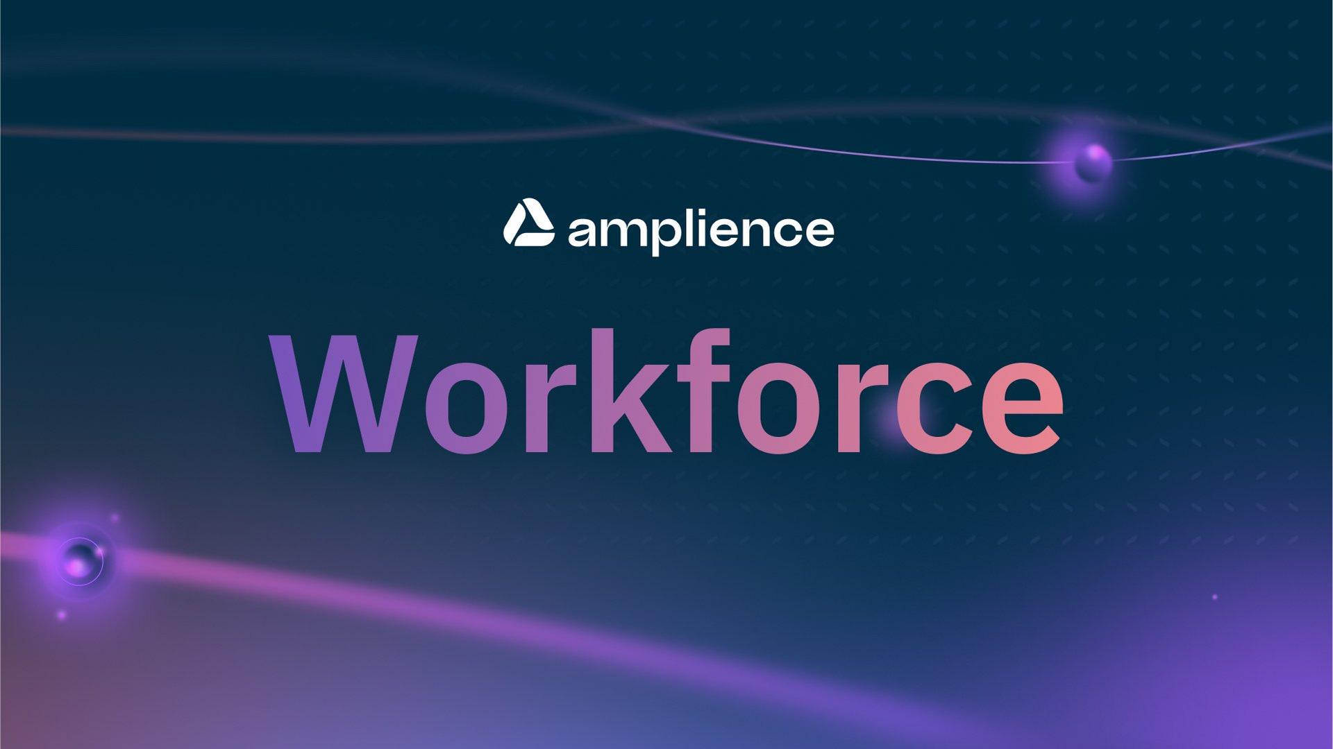 Amplience logo above the word "Workforce" with abstract purple and pink lines.