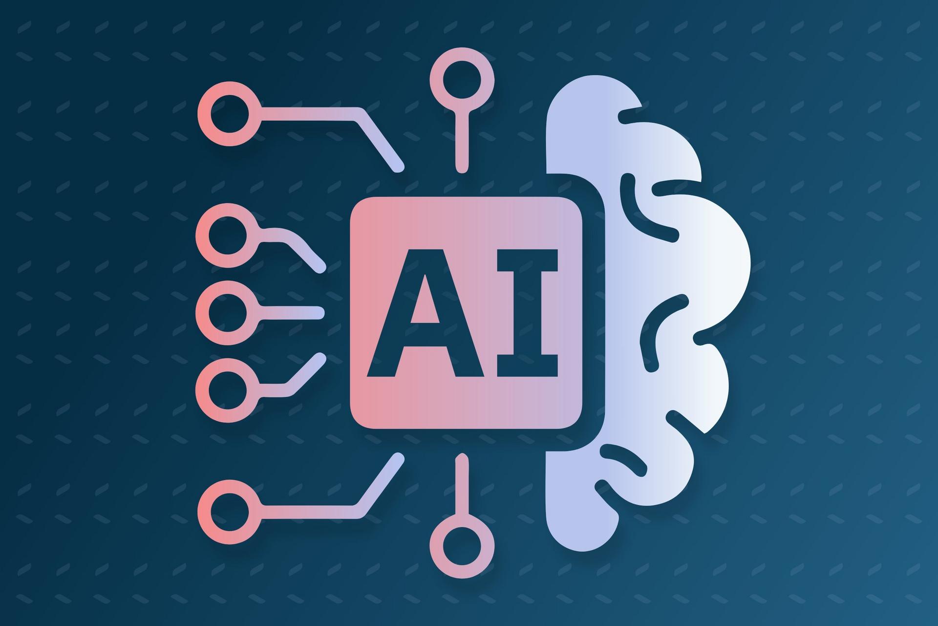 AI chip design connected to brain illustration.