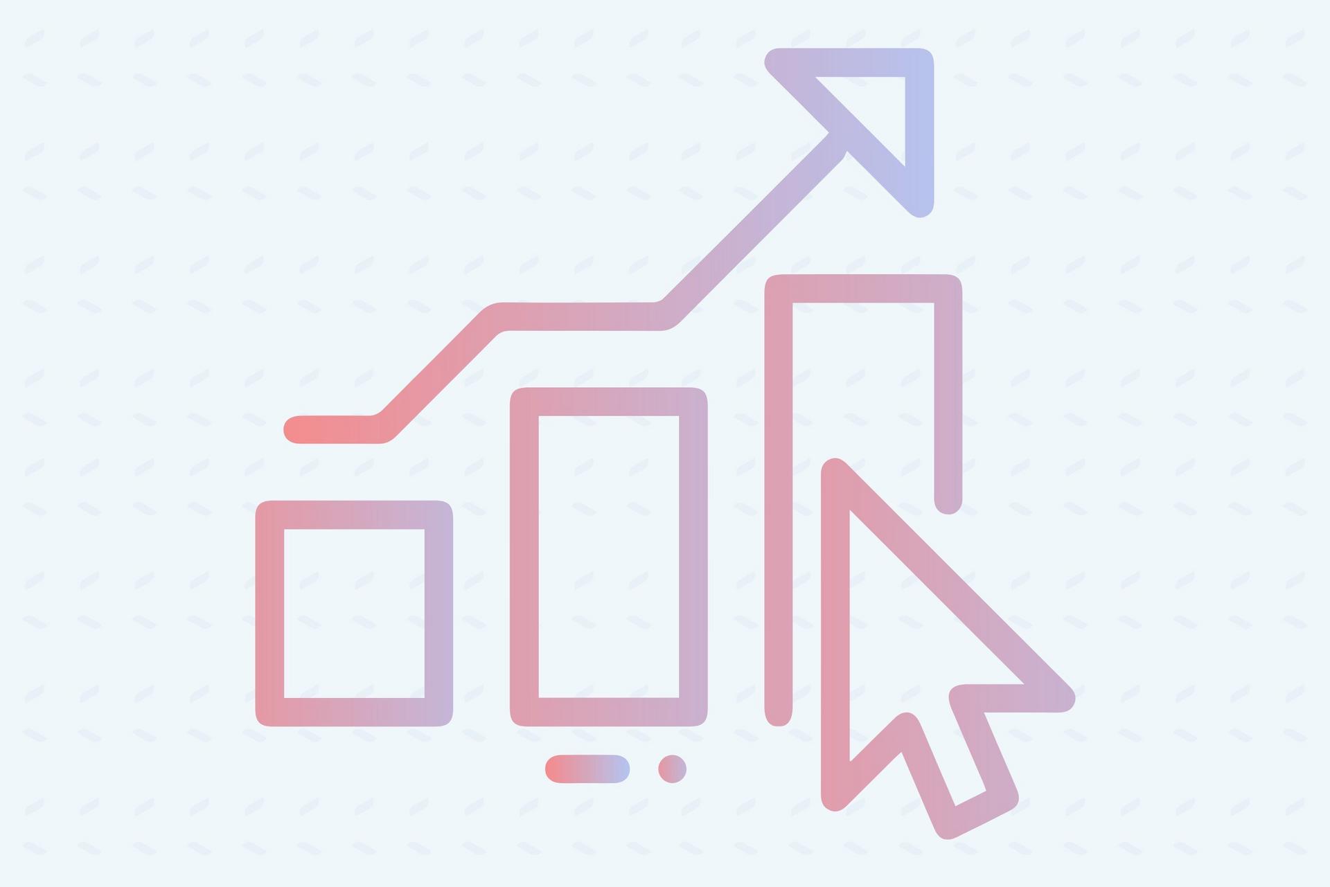 Abstract graph with upward arrow and cursor.