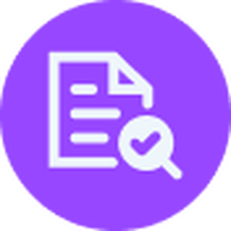 Document with a checkmark and magnifying glass icon.