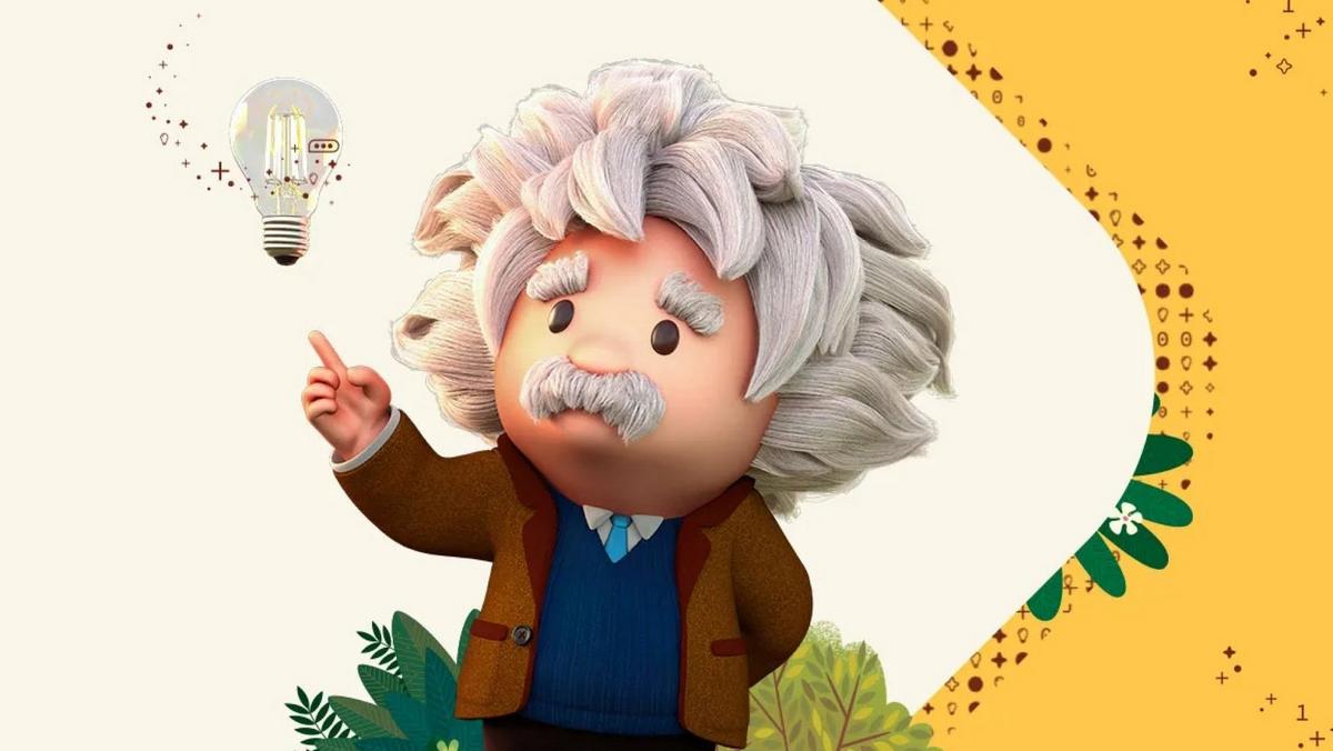 Salesforce Einstein Copilot character pointing at a light bulb