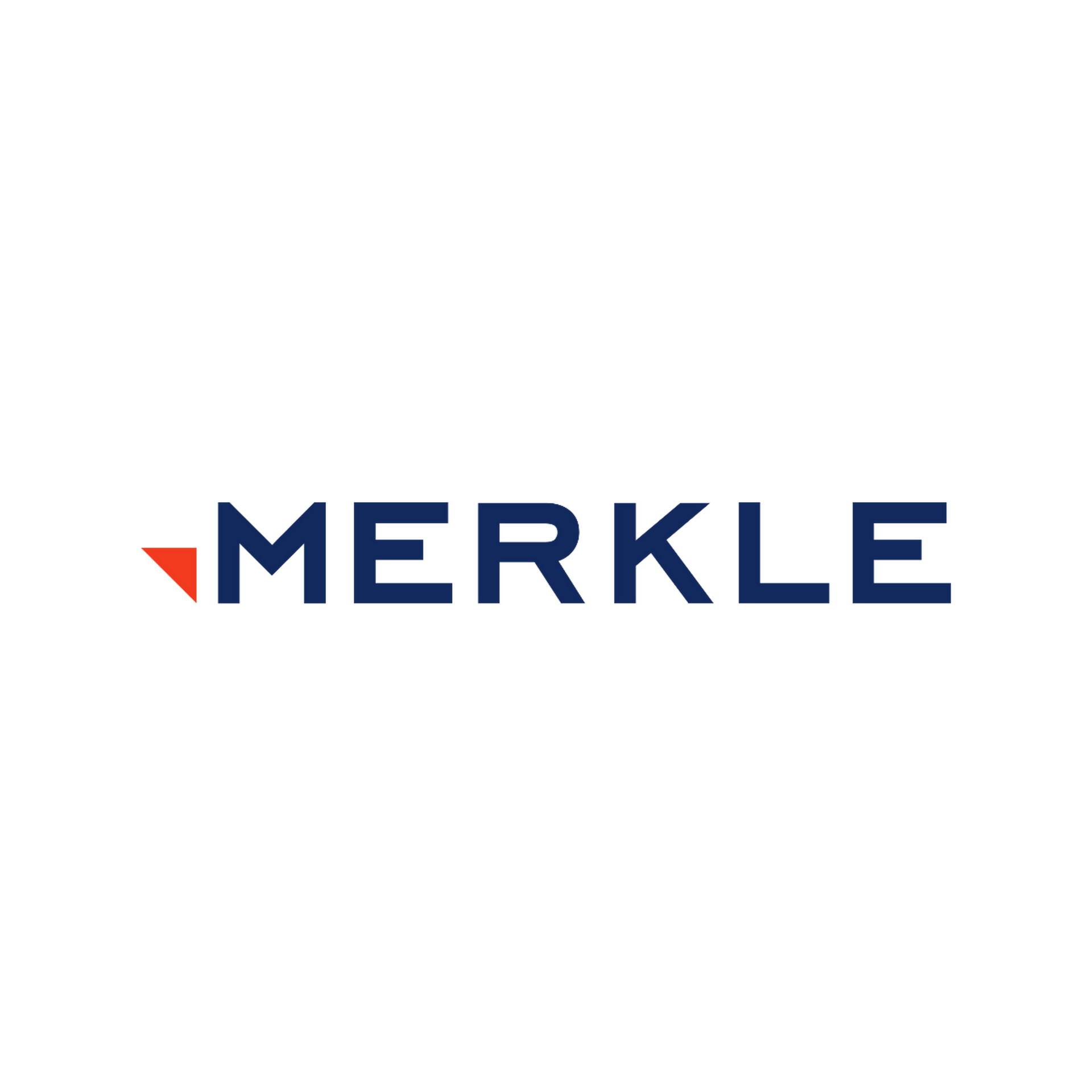 Merkle logo with blue text and a red triangle accent on the letter M.