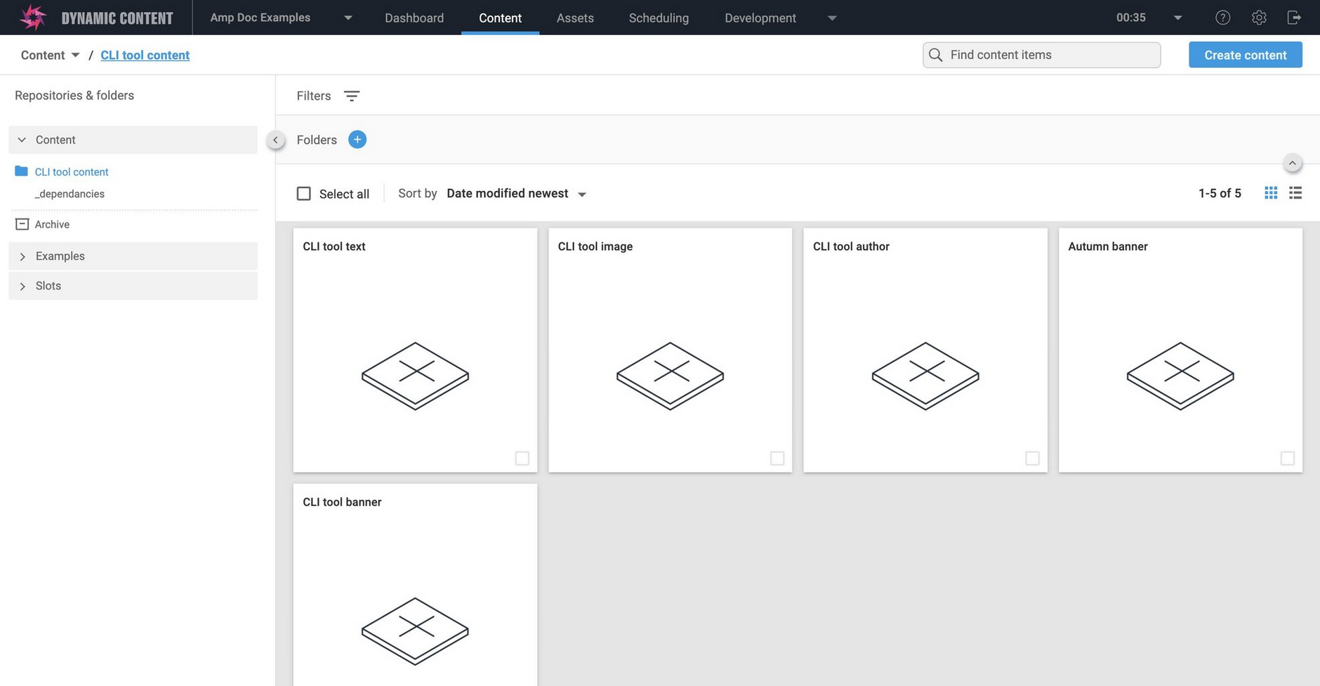 The content in the CLI tool content folder we're going to export