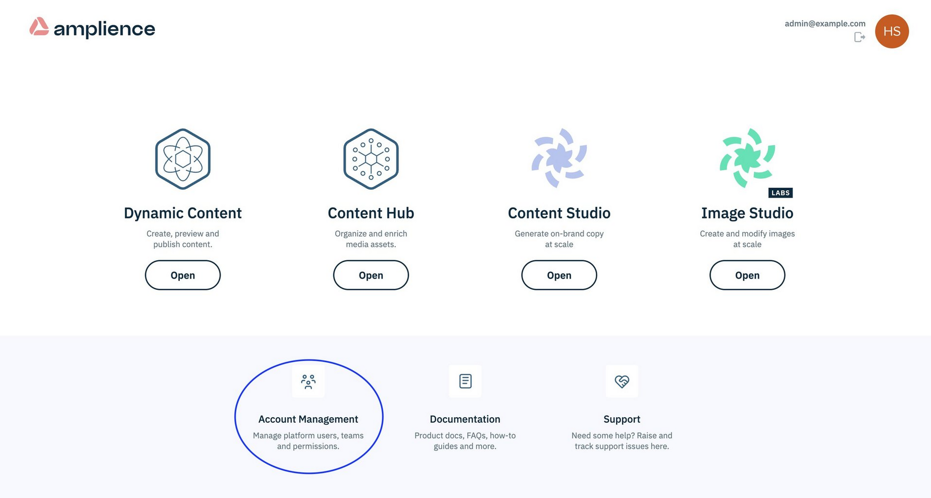 Opening Account management from landing page