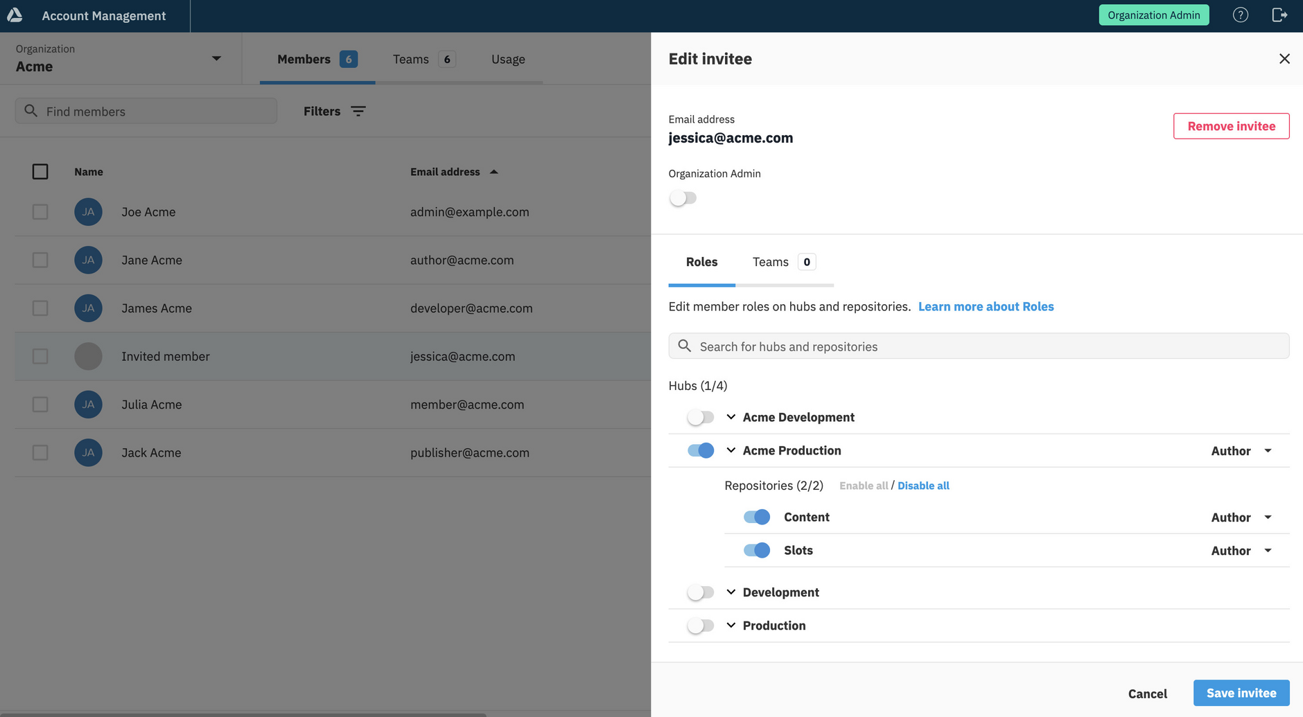 Updating invitee roles