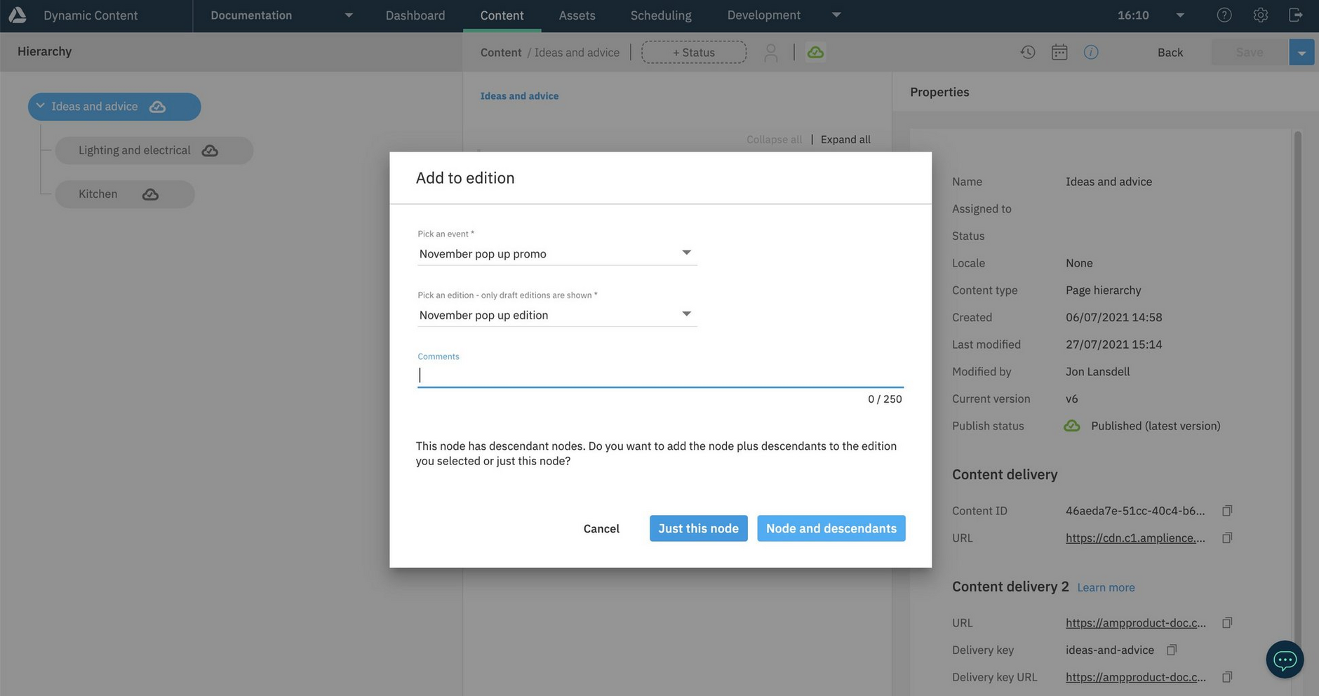 You can choose to add the selected node or all its descendents