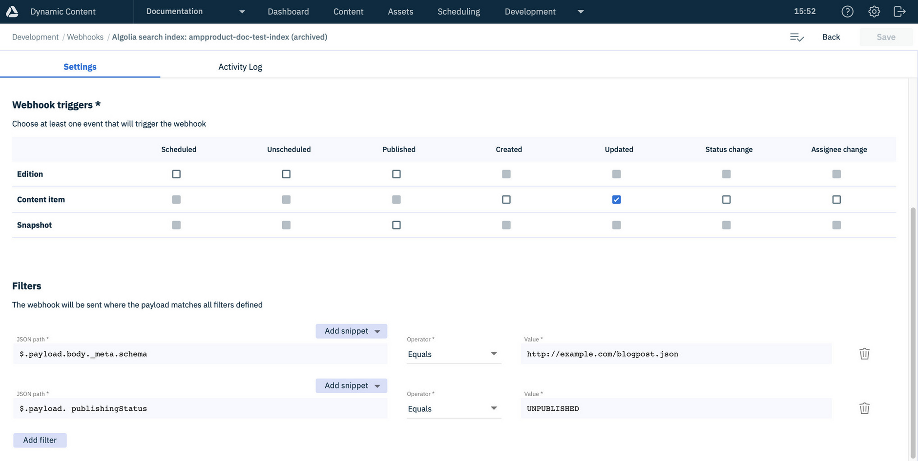 An example archiving webhook