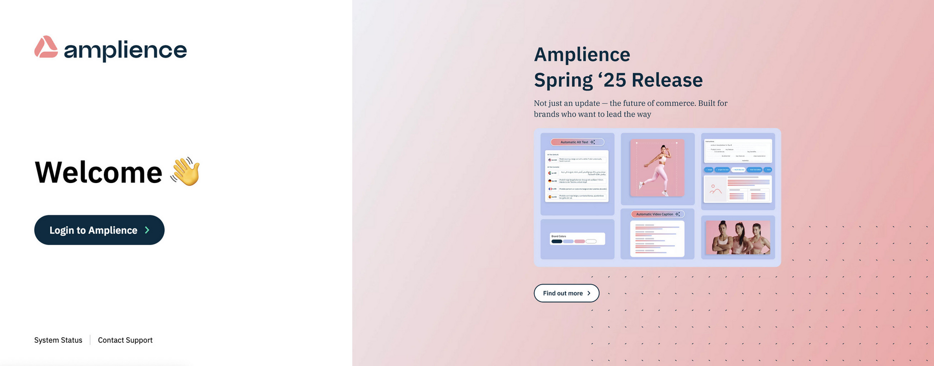 The Amplience single sign-on login page.