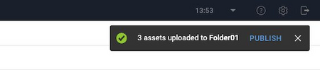 Upload and publish all assets notification