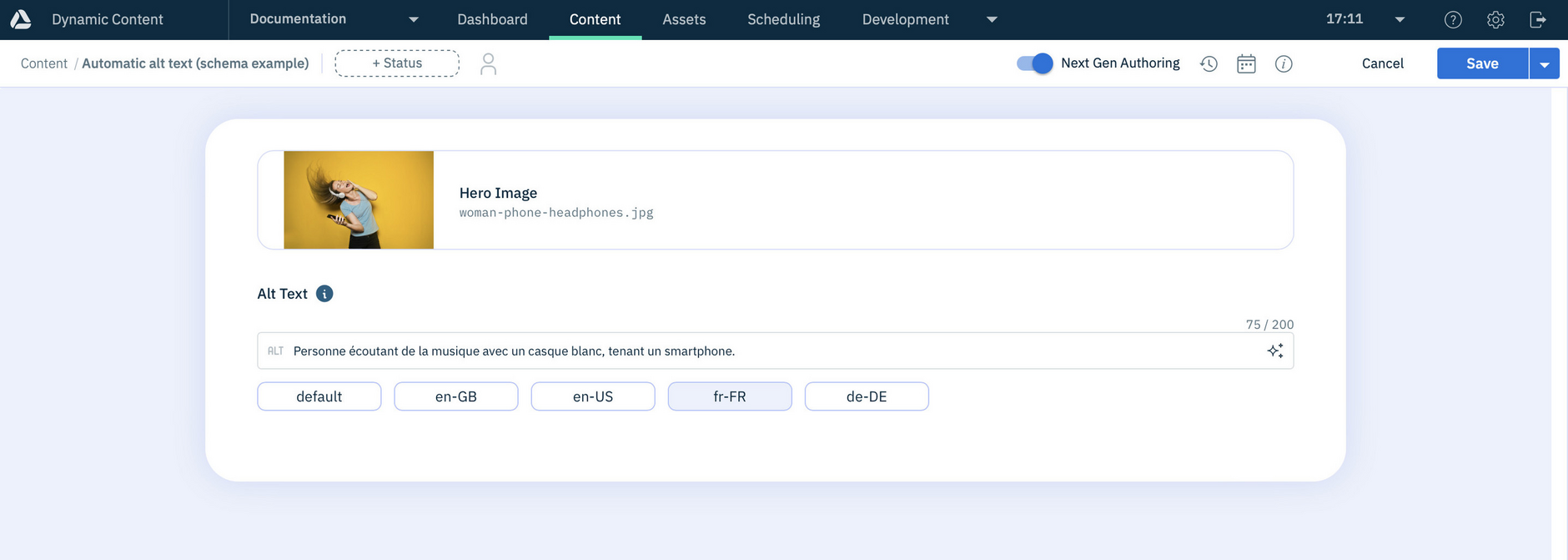 Alt text is generated automatically when an image is added