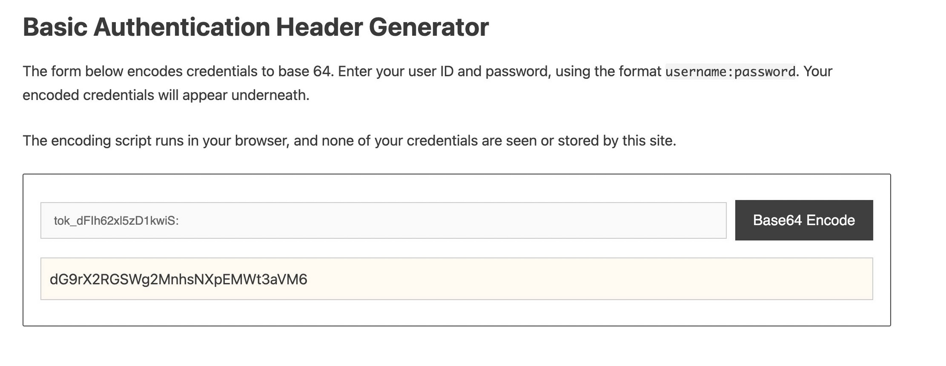 Convert your API toke to Base64 encoding