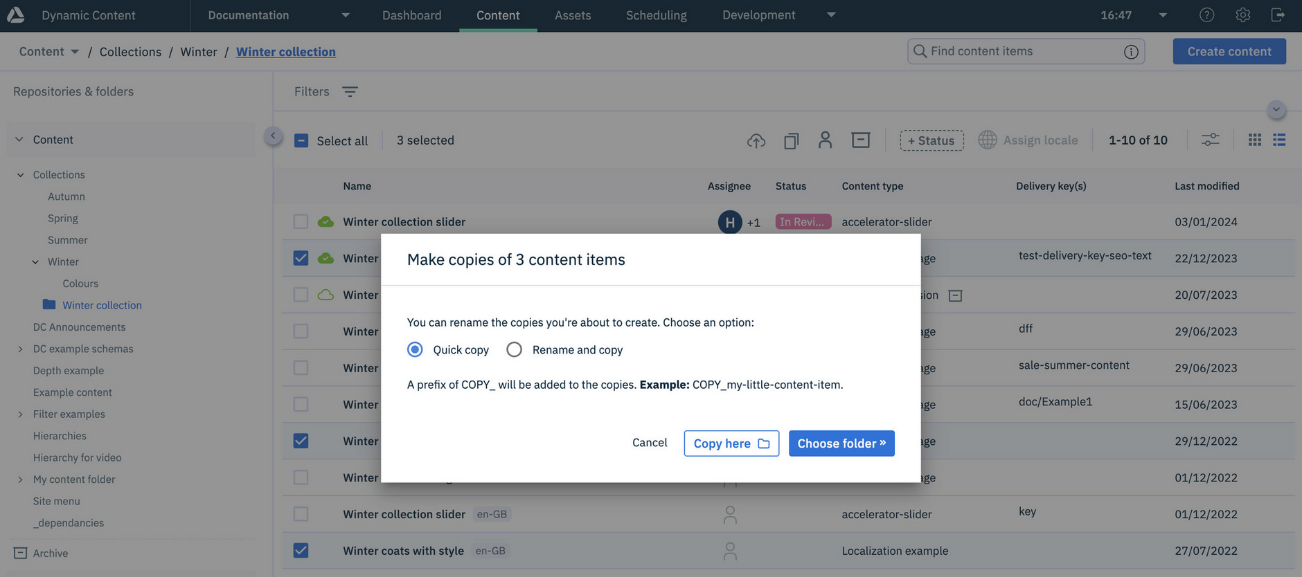 The Make copies dialog with default settings