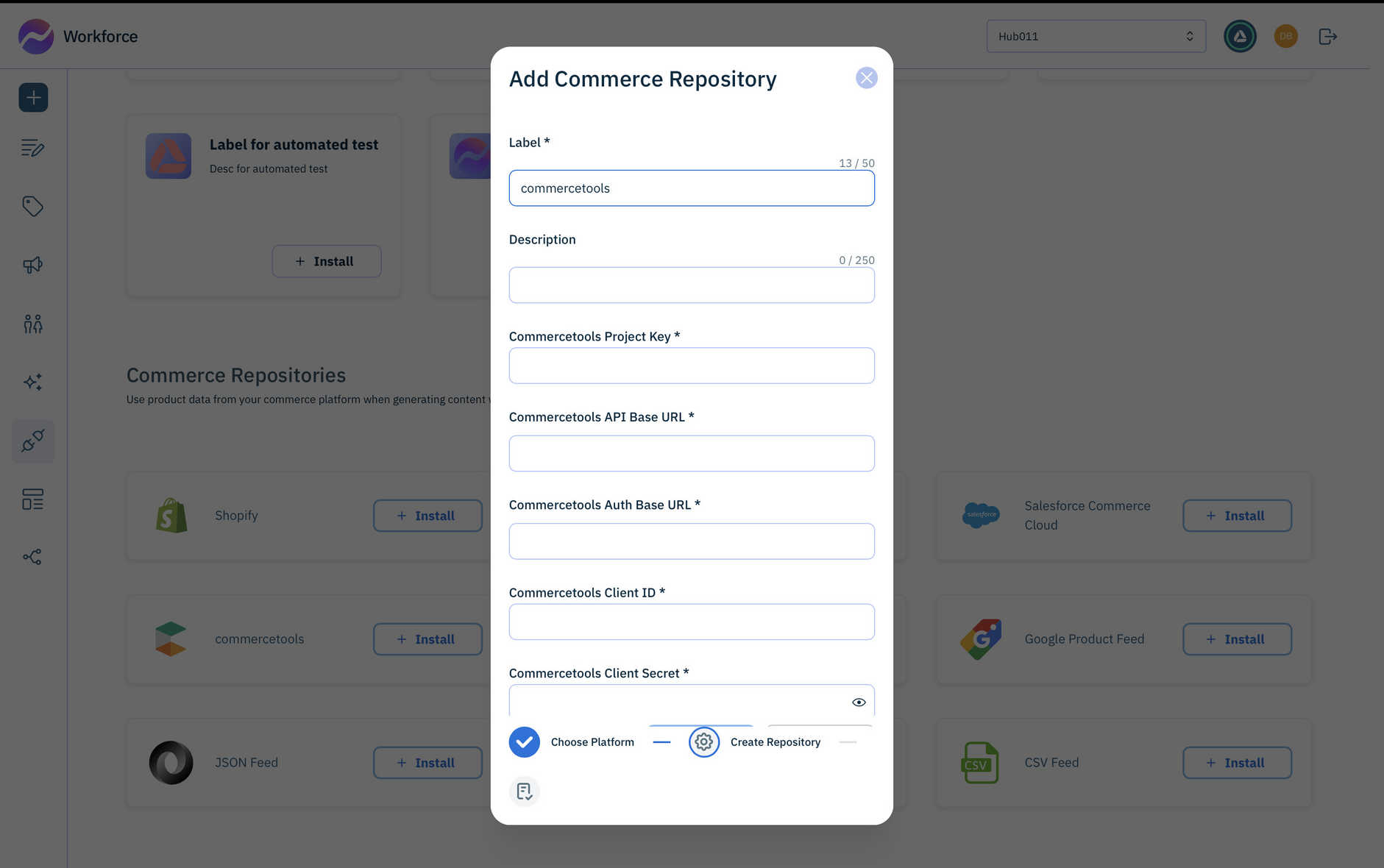 Configure the commerce repository