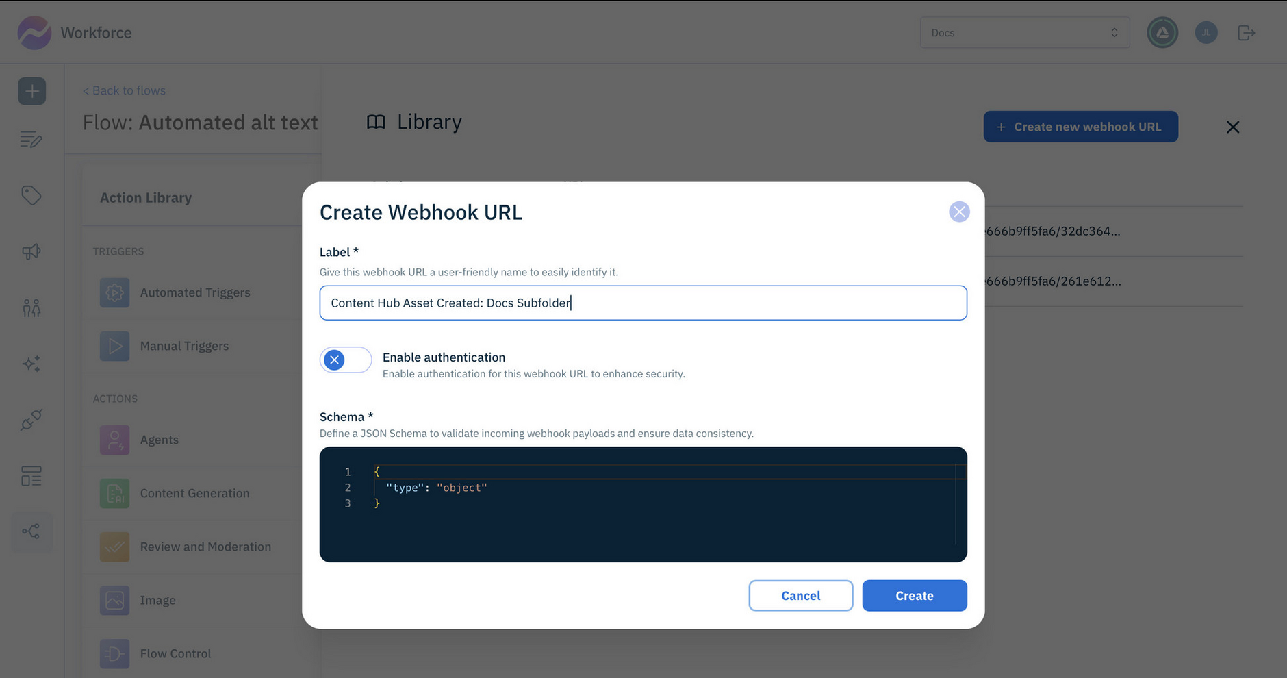 Create a webhook URL