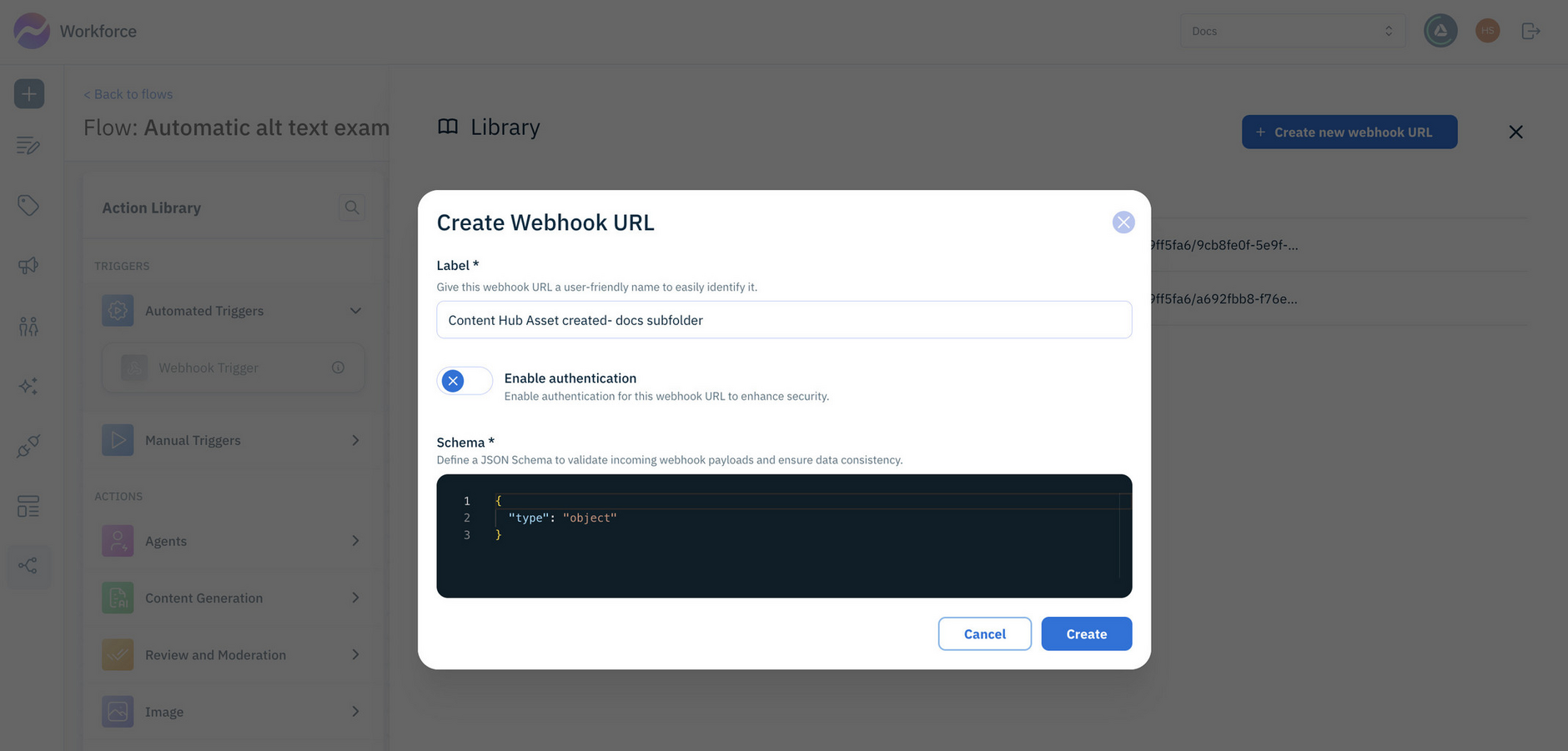 Create a webhook URL