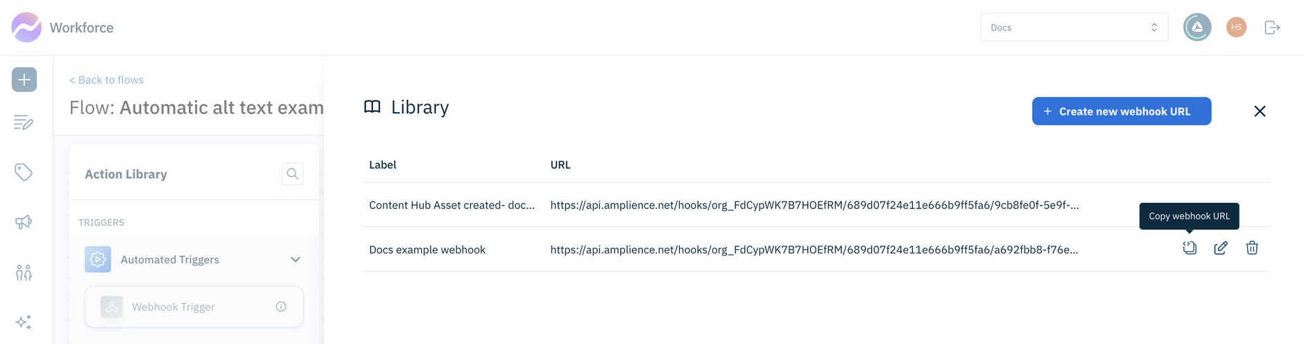 Copy the webhook URL