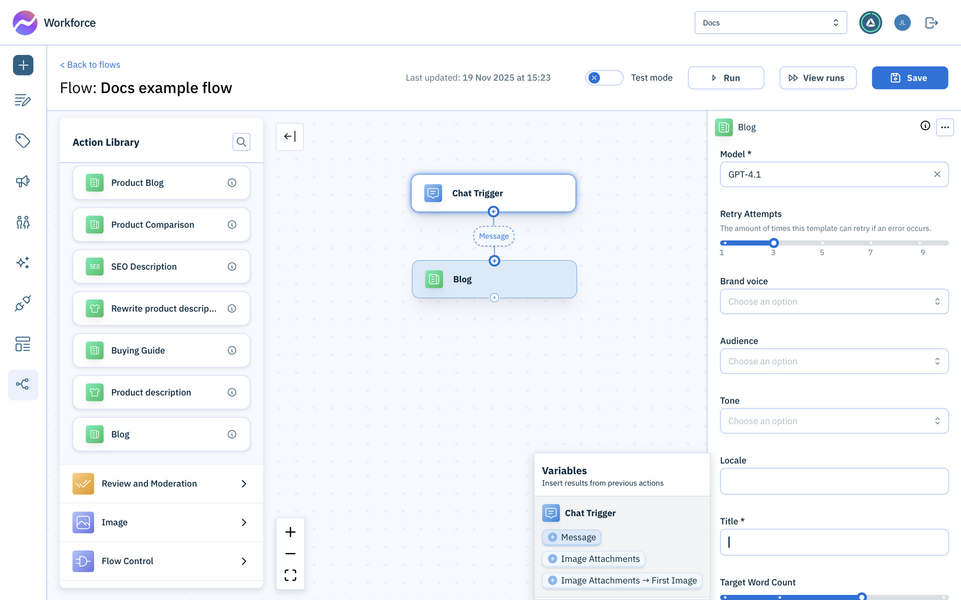 Set up the fields of the blog