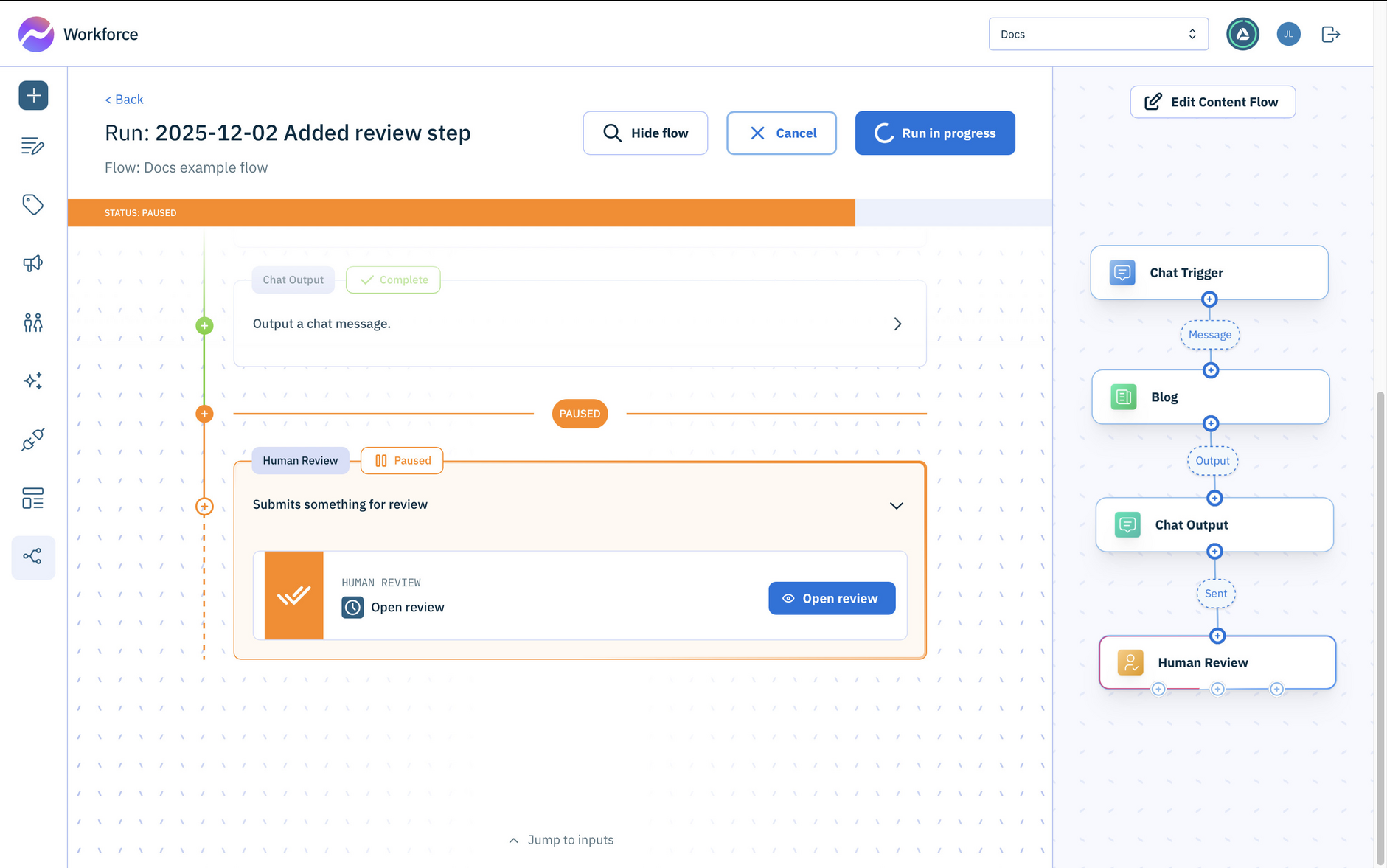 Open the review window