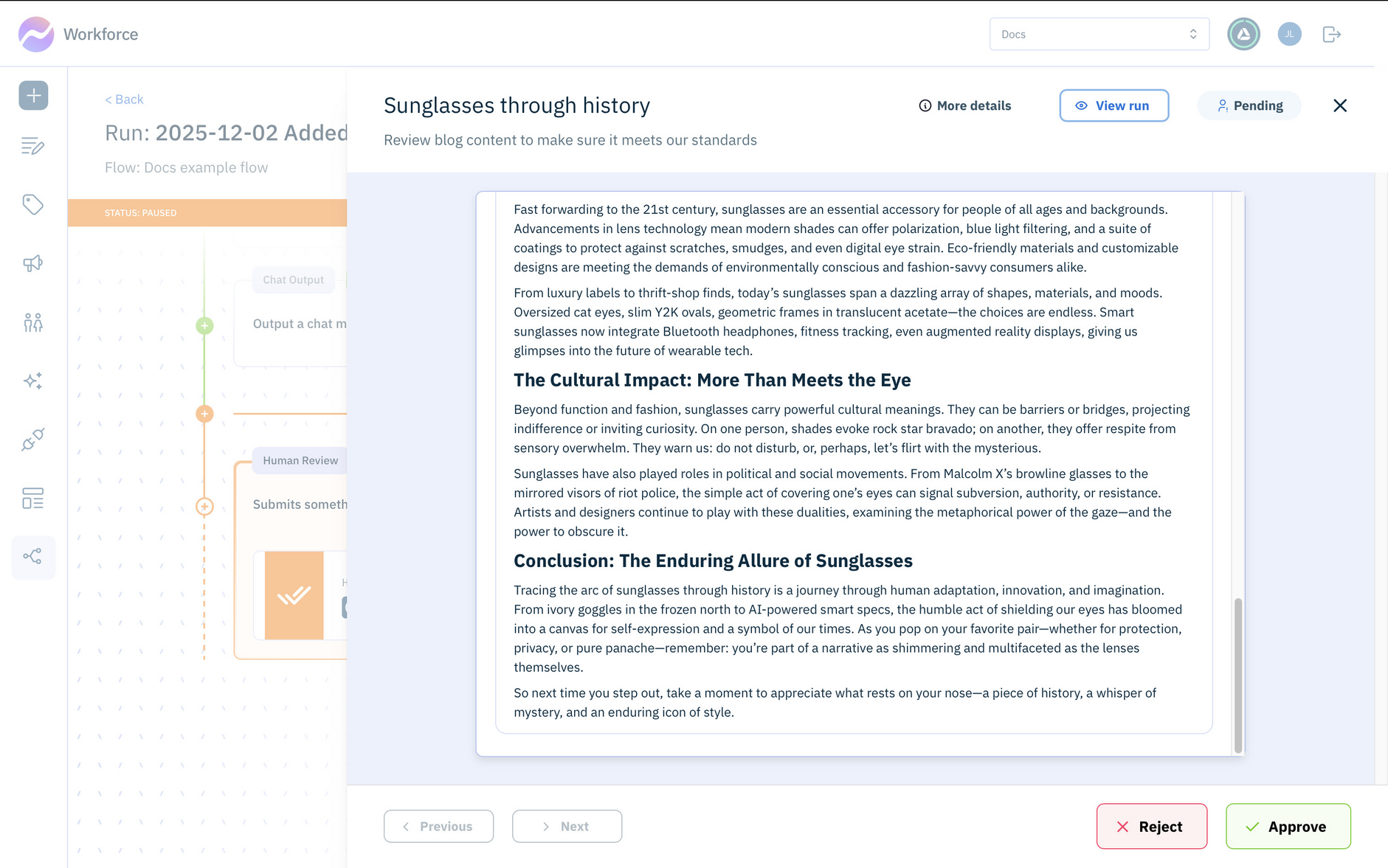 Make any changes you want and choose to accept or reject the content