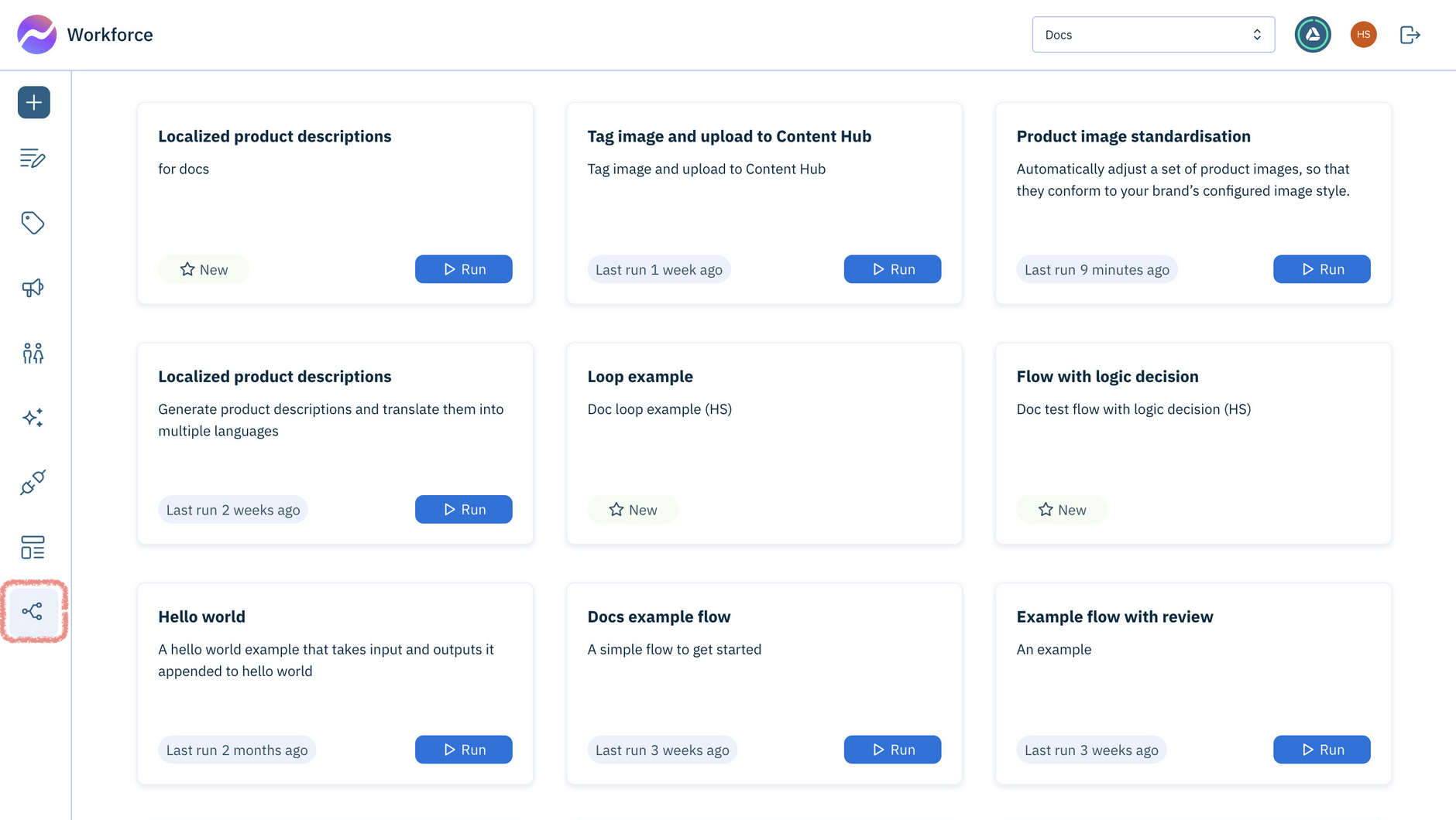A flow run in progress