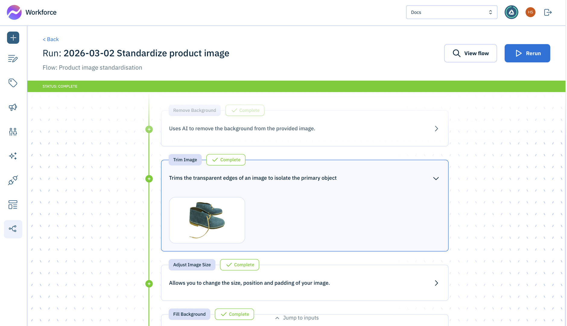 A flow run in progress