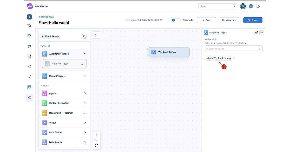 Configuring webhook triggers for Flows | Amplience Documentation