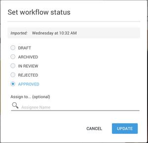 Setting asset workflow status