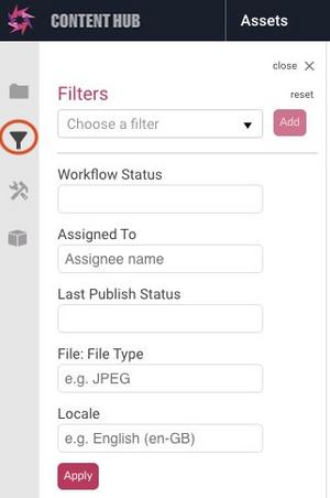 Choosing to filter assets by Mime type