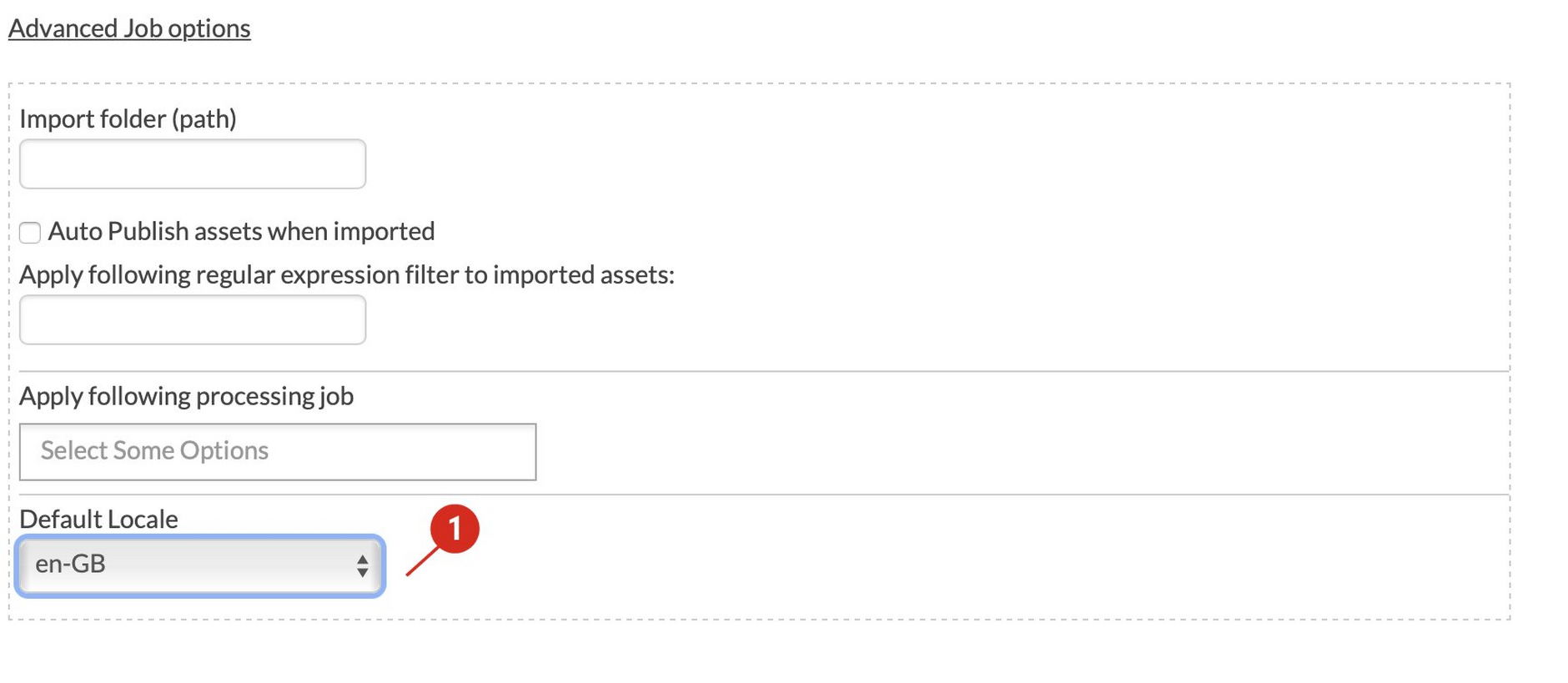 A default locale can be assigned to assets ingested via bulk upload