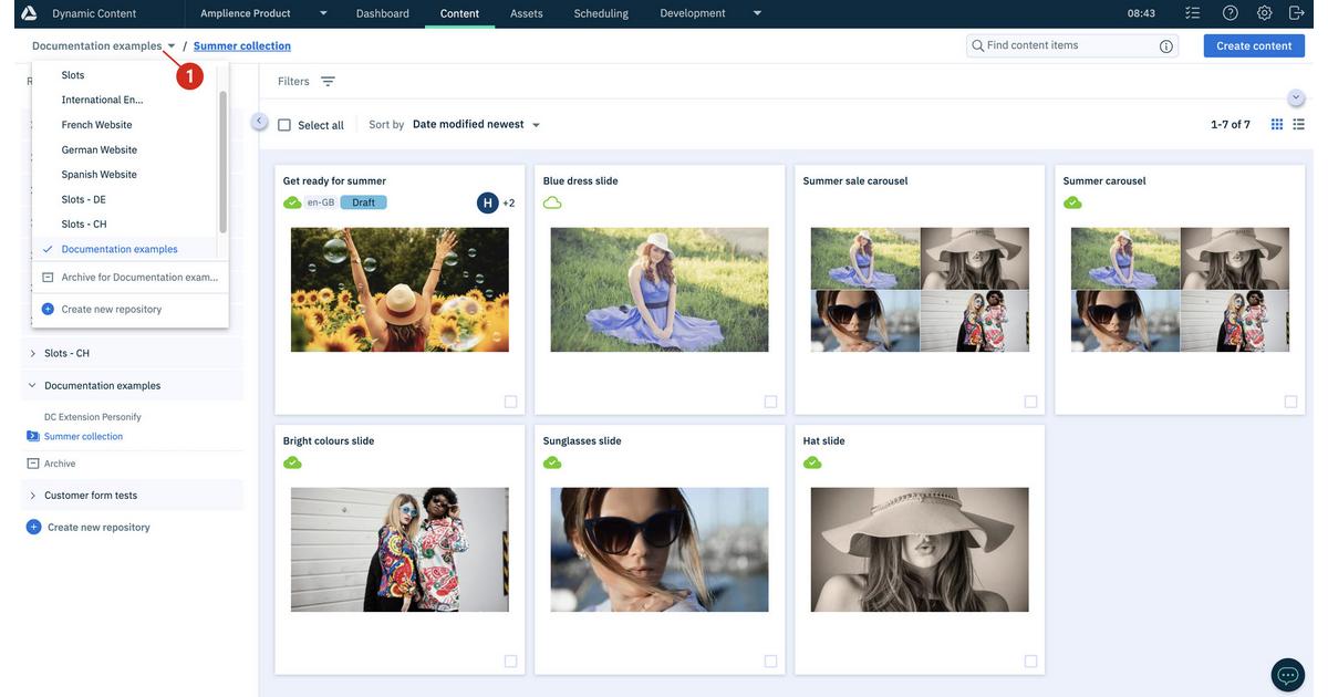 Content tab | Amplience Documentation