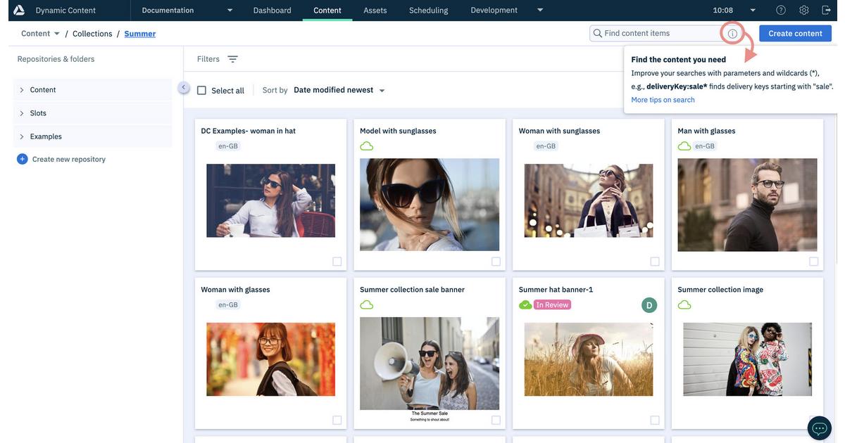 Searching with Dynamic Content | Amplience Documentation