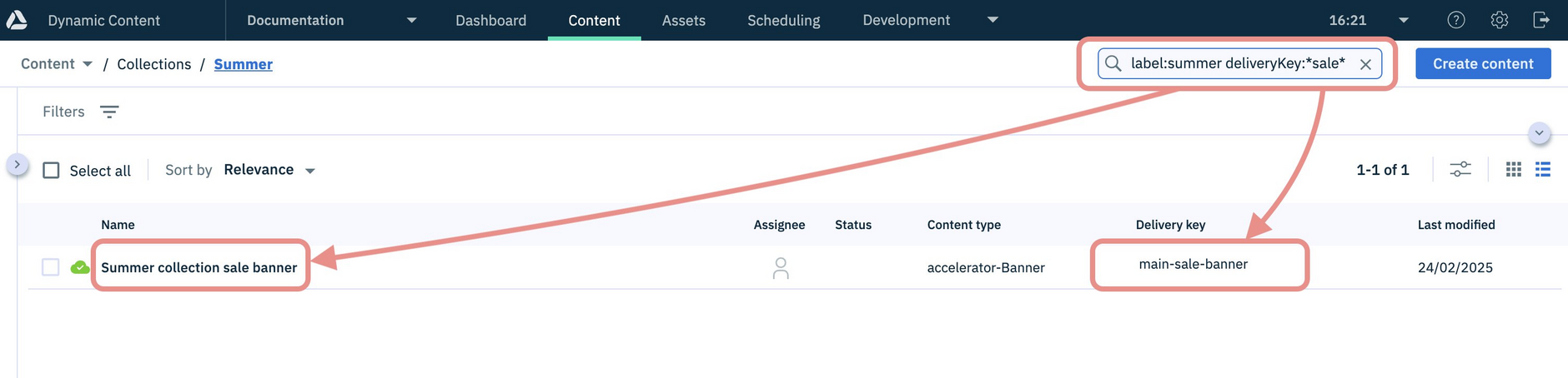 Result of search with parameters and wildcards