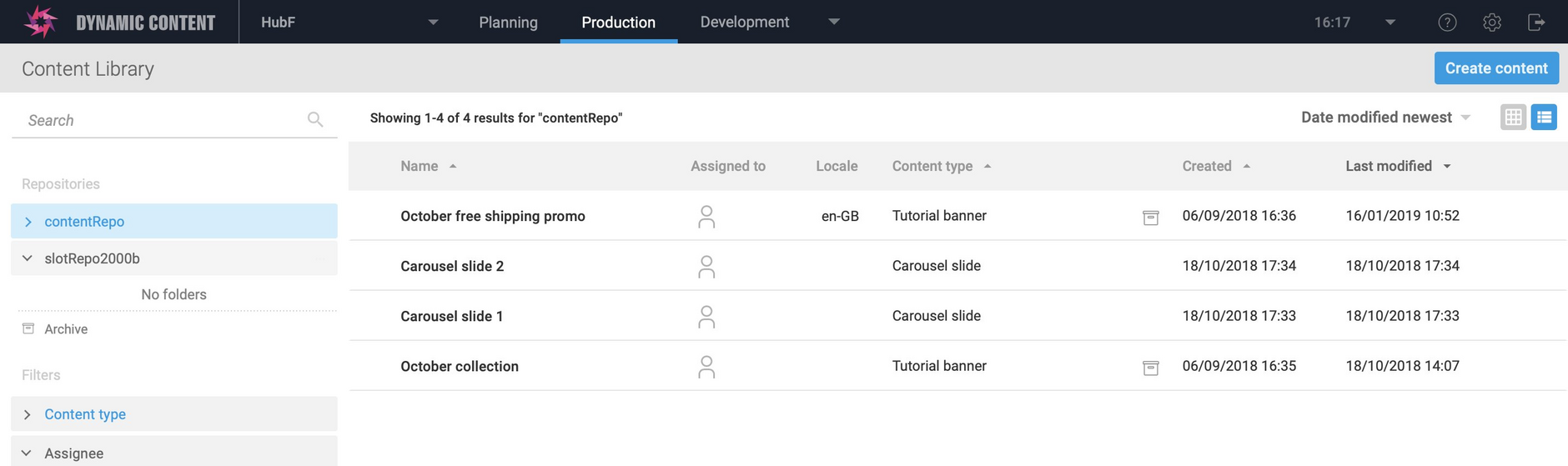 For archived content types, the fields in the register content type window can be viewed but not edited