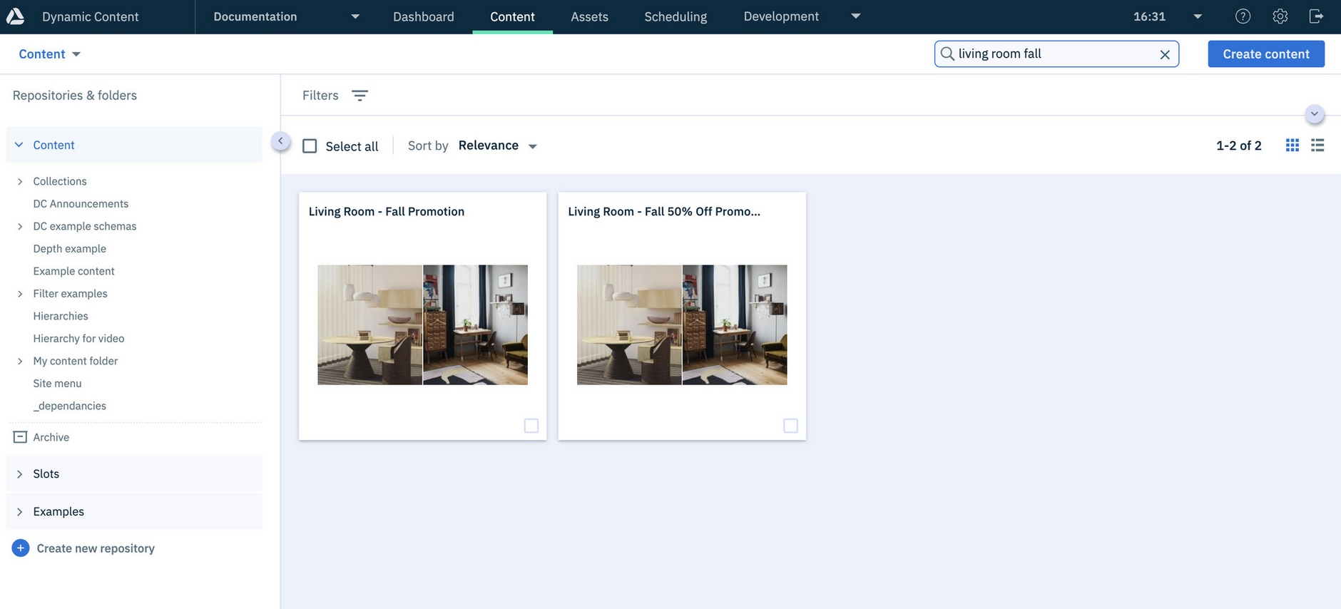 The new content in the Content Library