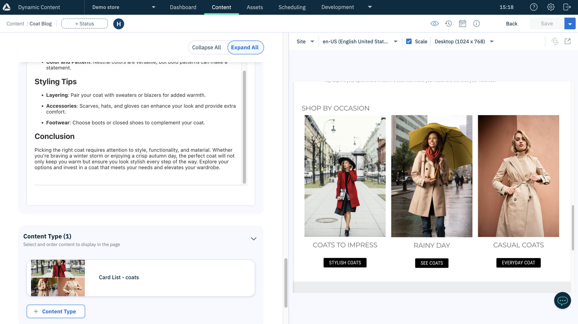 Blog post with content added