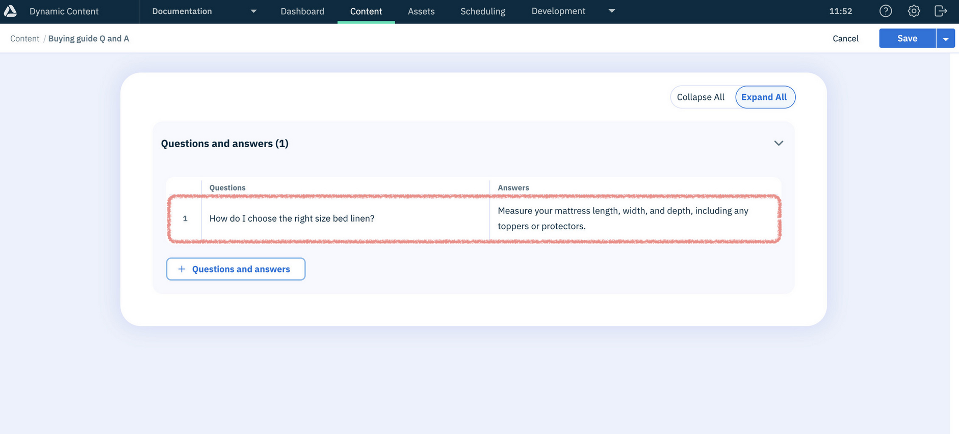 First question and answer