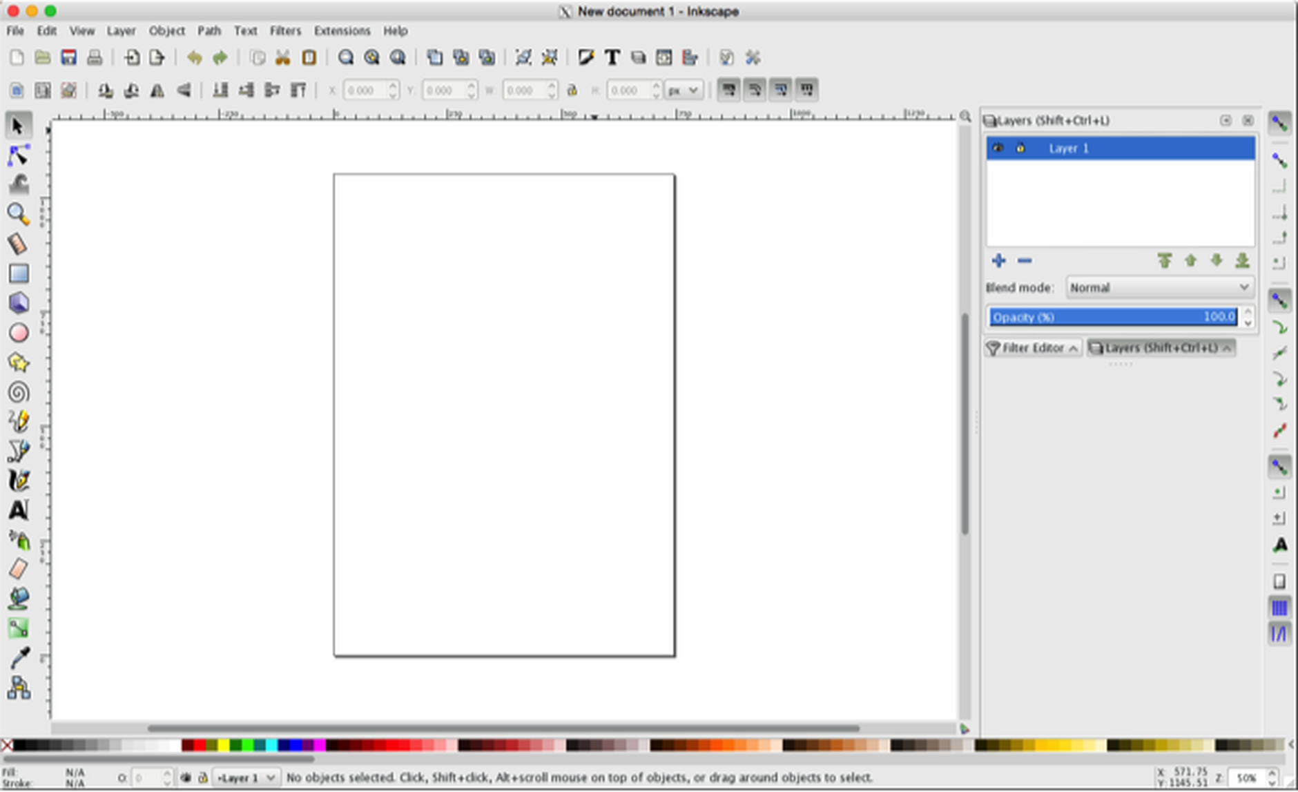 The initial screen in Inkscape