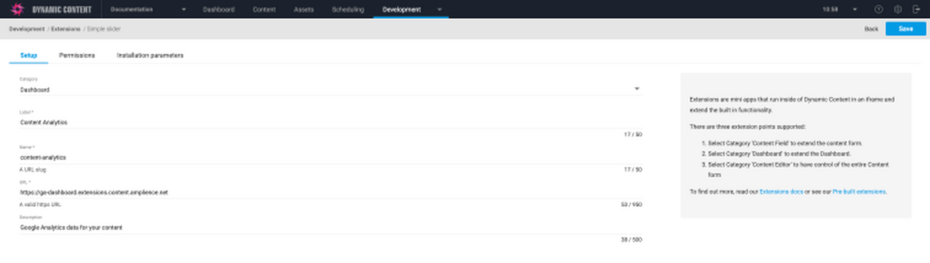 Registering a dashboard extension