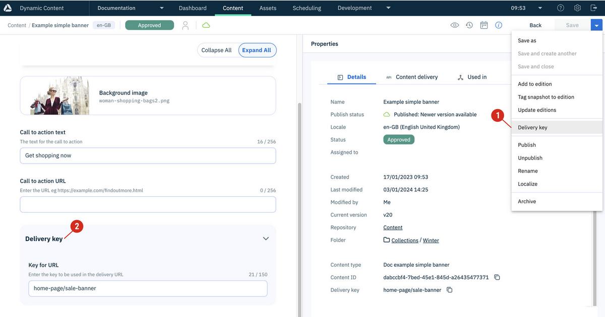 Delivery keys | Amplience Documentation