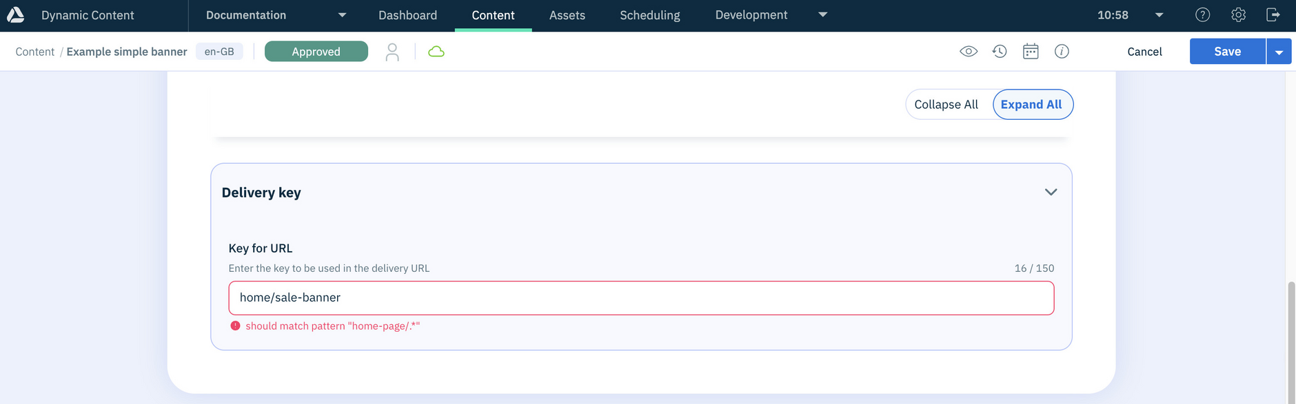 Additional validation for a delivery key