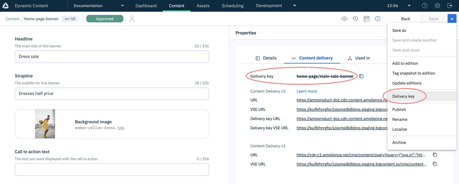Content form with no delivery key field