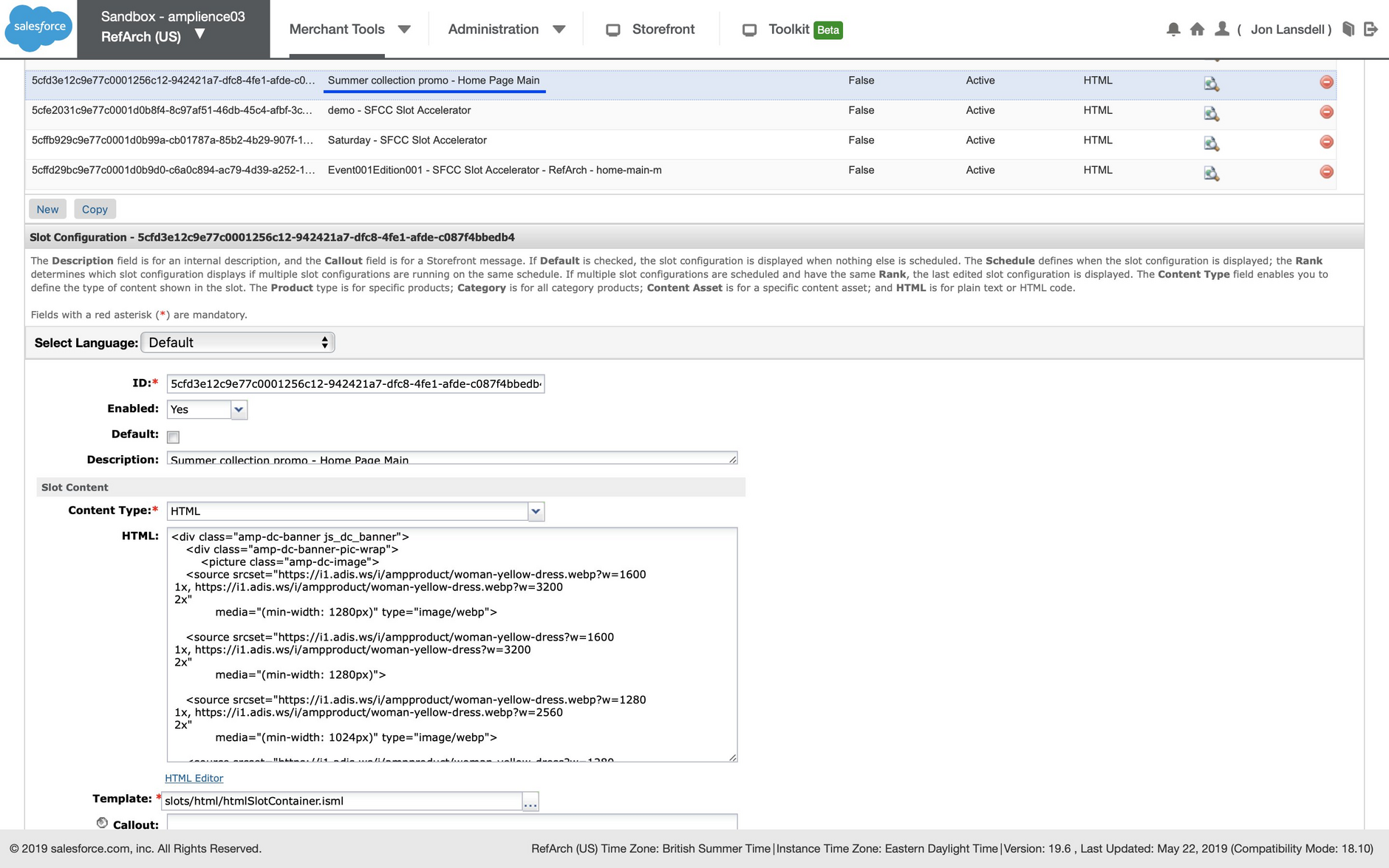 Viewing the slot configuration created by the integration
