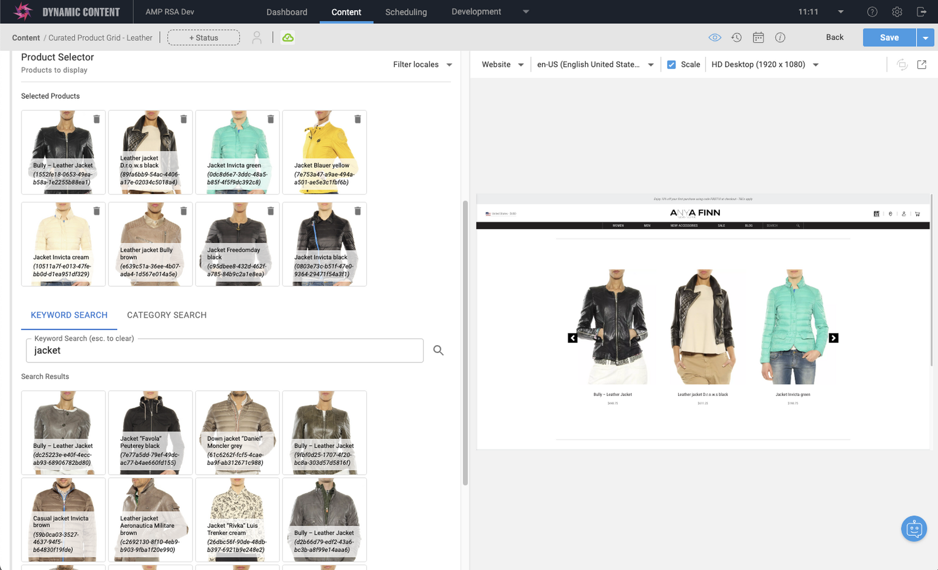 Access categories and products from BigCommerce when creating content in Amplience