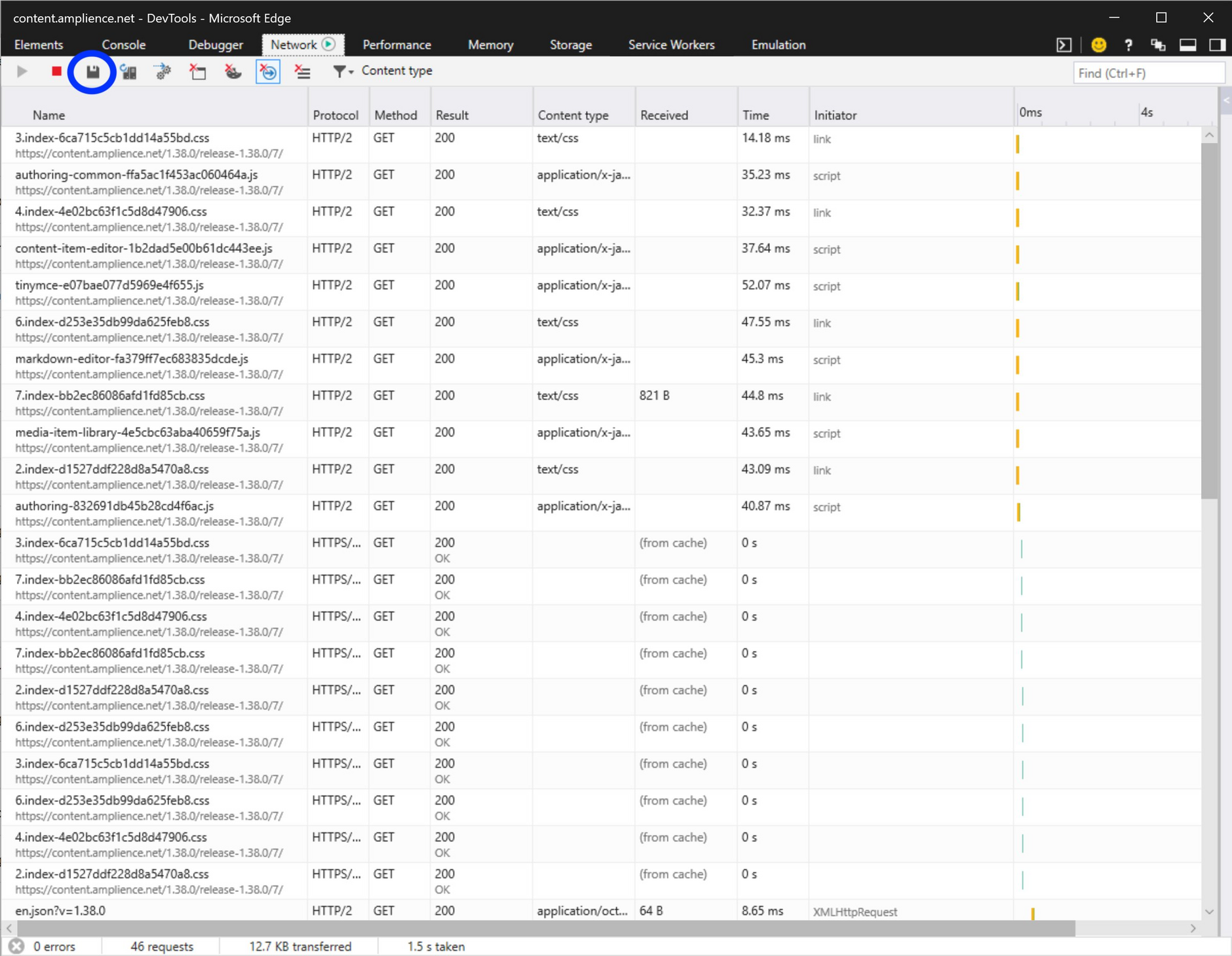 Generating a HAR file using Microsoft Edge