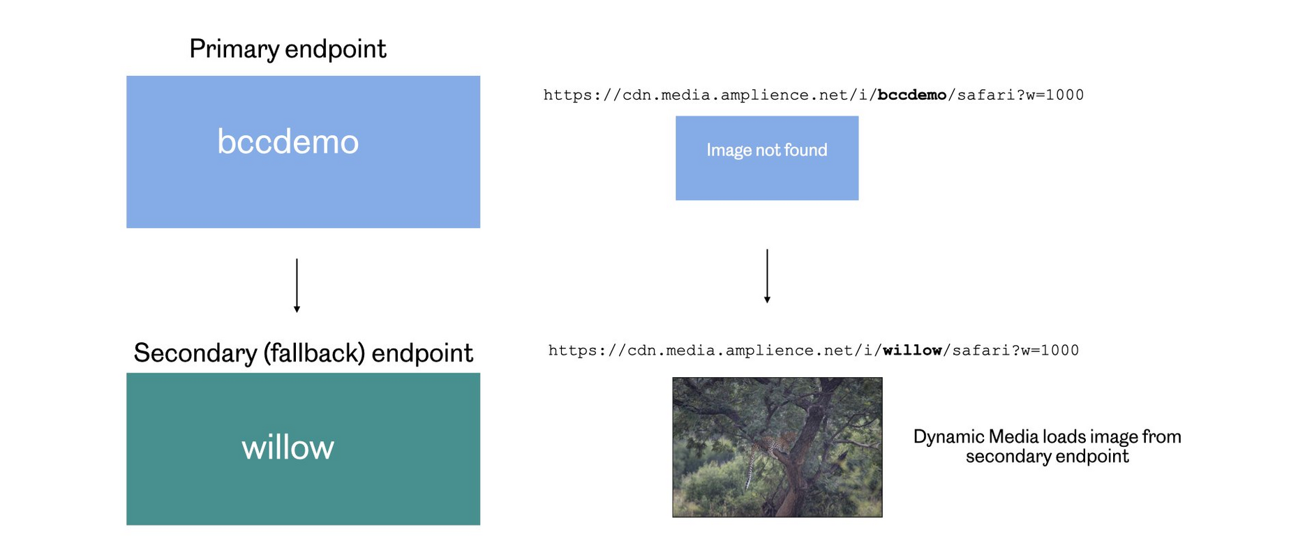 Willow is configured as the secondary endpoint for bccdemo