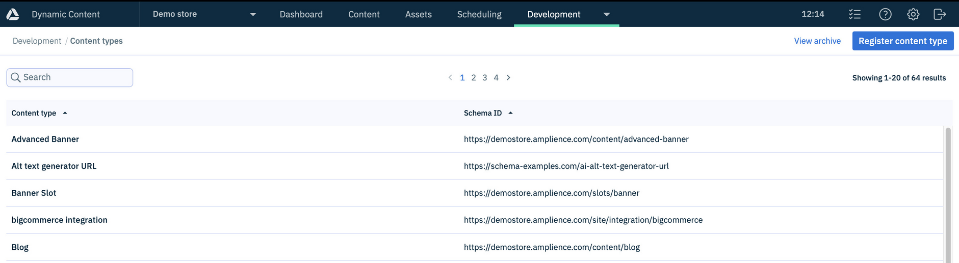 Finding the content type in the Amplience CMS