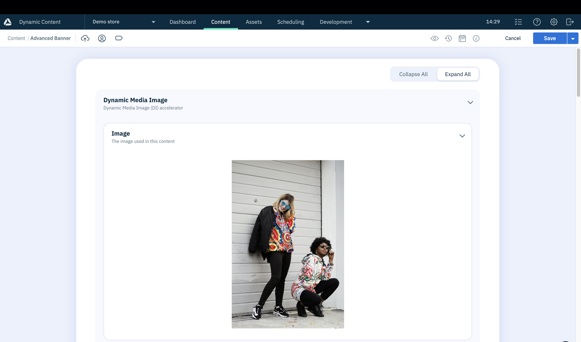 The content item can now be viewed in Amplience CMS