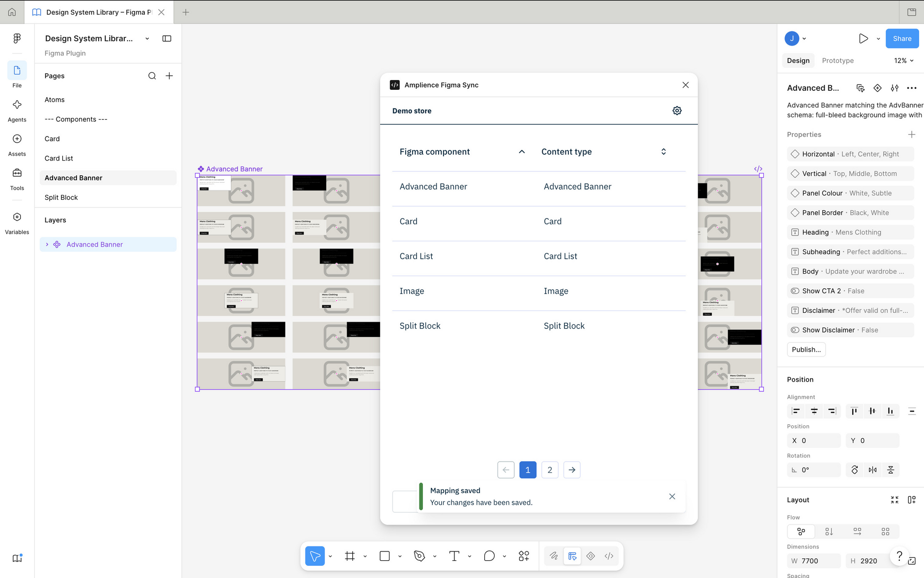 When the mapping is complete, the component will be shown in the plugin alongside other mapped components