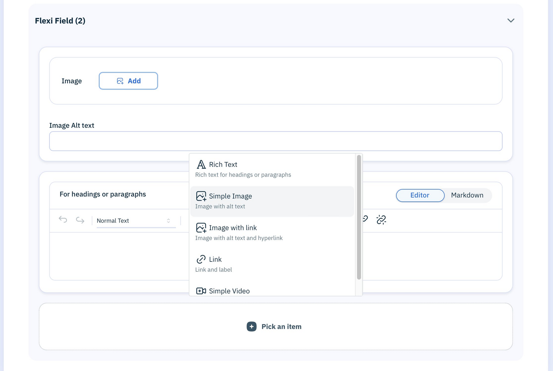 Content palettes are flexible lists of content